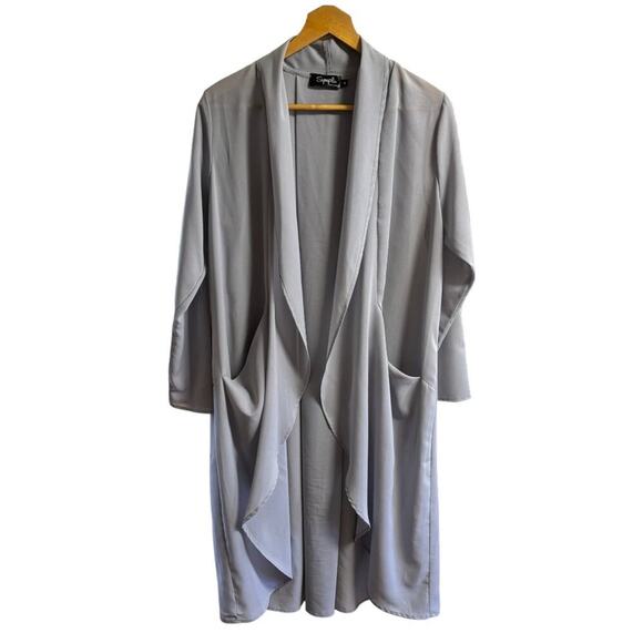 SYMPLI Sage Gray Whisper Coat in Georgette Fabric SZ 12 - Picture 1 of 11